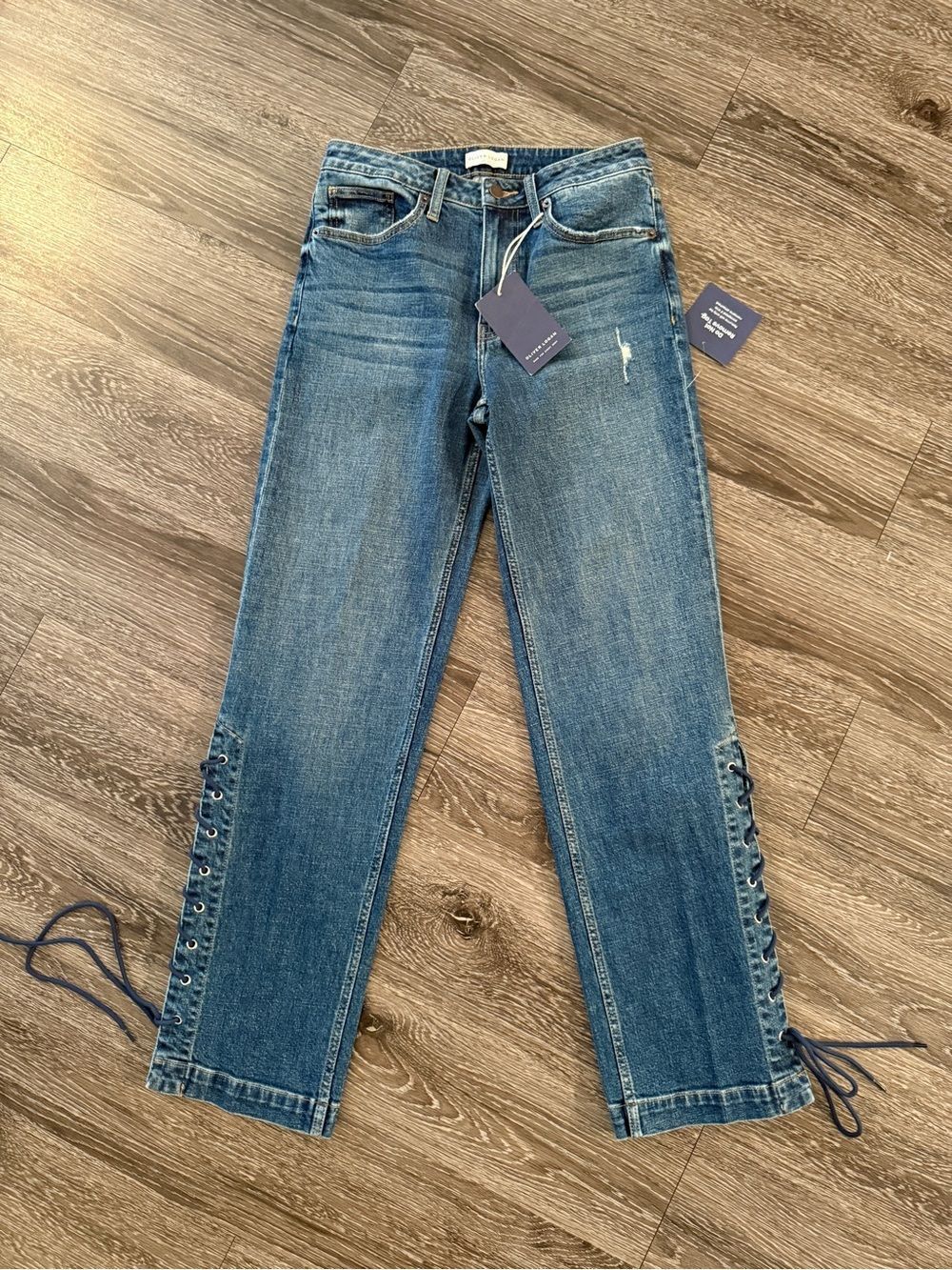 Oliver Logan Mulberry Straight Lace Up Jeans New
